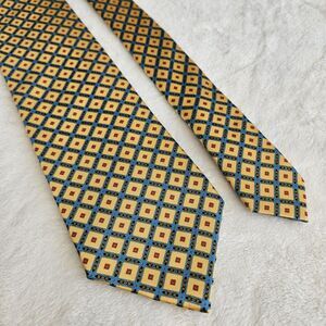 Napoleon Silk Tie Mens Luxury Yellow Blue Red Geometric Diamonds Wedding